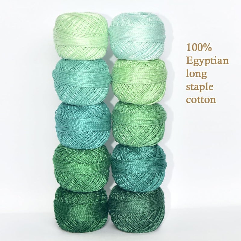colored bird Double Mercerized Egyptian Long Staple Cotton Pearl Thread Ball 10 Grams Rainbow Color Embroidery Thread 10 Colors per Box for Crochet Hardanger Cross Stitch Hand Embroidery,cayon Series - Image 2